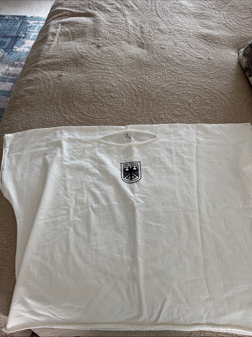 Yeezy White Short-Sleeve Crewneck T-Shirt with Black Shield Logo